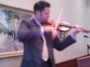 Justin Osmond learned to keep the beat by watching his brother's bow. 